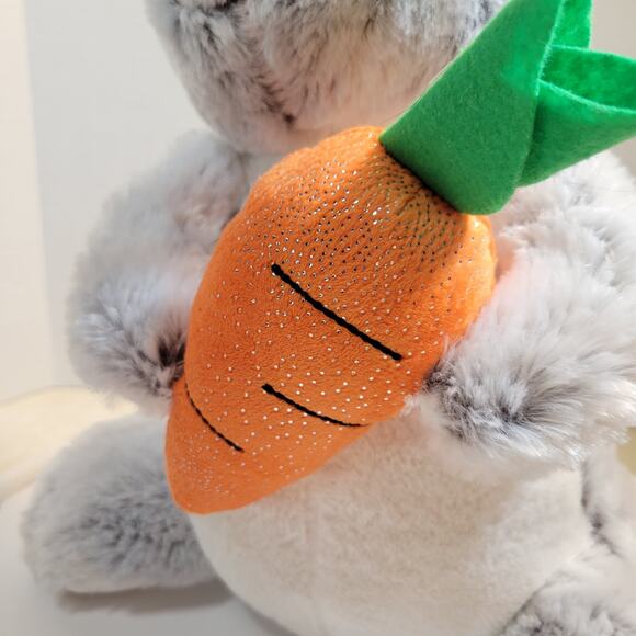 Gray Plush Bunny Rabbit 17” Holding Carrot Soft Toy Stuffed Animal Cute Gift - Picture 14 of 16